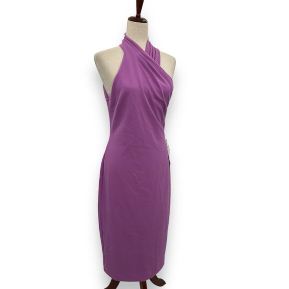 NEW Rachel Roy Halter Sheath Dress Magenta Purple Fitted Cocktail Career Work - Picture 4 of 13